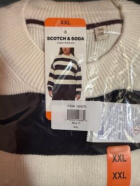 Scotch & Soda Black and Cream Striped Knit Sweater